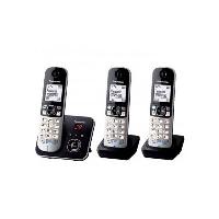 Telephone Fixe - Pack Telephones PANASONIC - KXTG6823 - Téléphone sans fil trio - Fonction réduction de bruit - Blocage sélectif - Répondeur - Gris et noir