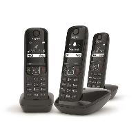 Telephone Fixe - Pack Telephones Téléphone Fixe AS690 Trio Noir - GIGASET - Mains-libres performant HSP? - Blocage d'appels efficace