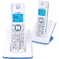 Telephone Fixe - Pack Telephones Téléphone sans fil - ALCATEL - F530 Duo - 2 combinés. blocage d'appels. mains libres. 2 mémoires directes. Blanc/Bleu