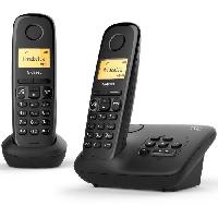 Telephone Fixe - Pack Telephones Téléphone sans fil avec répondeur Gigaset A270 A Duo - Noir