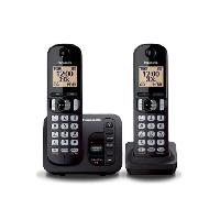 Telephone Fixe - Pack Telephones Téléphone sans fil avec répondeur PANASONIC KX-TGC222EB - Noir - Ecran LCD - 50 noms et numéros - 15 sonneries