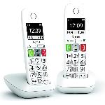 Telephone Fixe - Pack Telephones Telephone Fixe sans Fil - GIGASET - E290 Duo Blanc - Grand ecran - Larges touches - Audio Boost