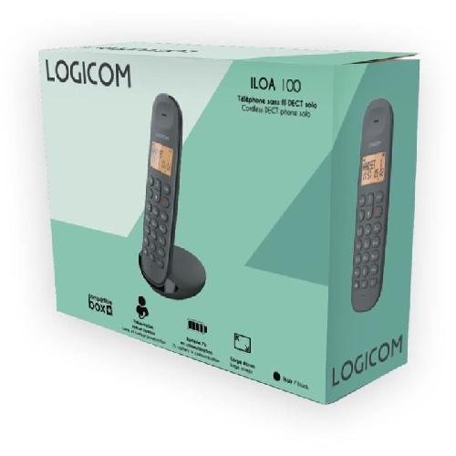 Telephone Fixe - Pack Telephones Telephone fixe sans fil - LOGICOM - DECT ILOA 100 SOLO - Ardoise - Sans repondeur