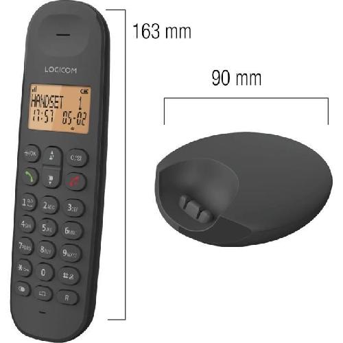 Telephone Fixe - Pack Telephones Téléphone fixe sans fil - LOGICOM - DECT ILOA 150 SOLO - Ardoise - Sans répondeur