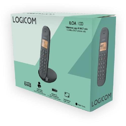 Telephone Fixe - Pack Telephones Téléphone fixe sans fil - LOGICOM - DECT ILOA 150 SOLO - Ardoise - Sans répondeur