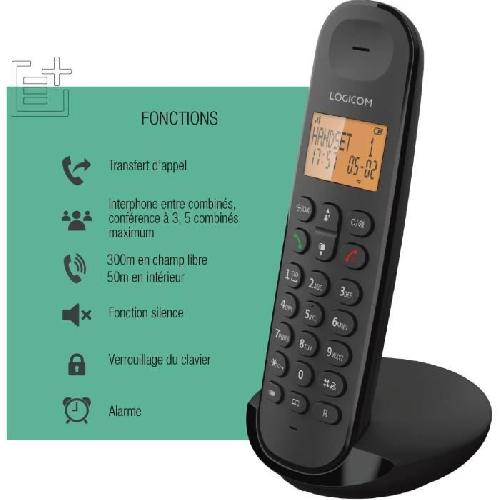 Telephone Fixe - Pack Telephones Téléphone fixe sans fil - LOGICOM - DECT ILOA 150 SOLO - Ardoise - Sans répondeur