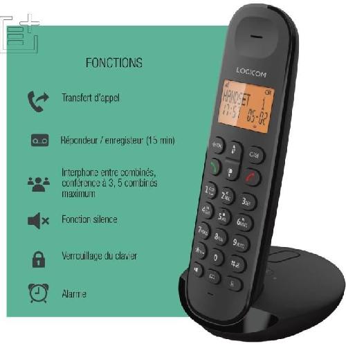 Telephone Fixe - Pack Telephones Téléphone fixe sans fil - LOGICOM - DECT ILOA 155T SOLO - Noir - Avec répondeur