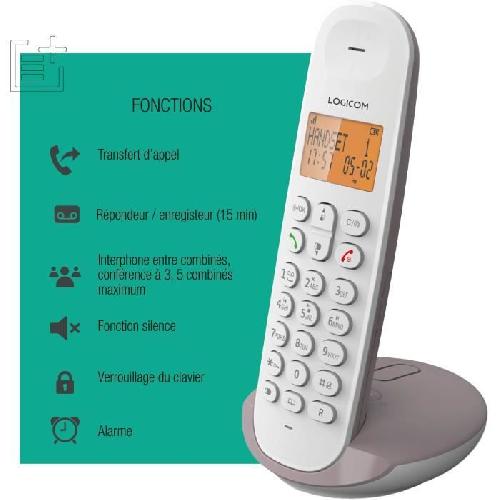 Telephone Fixe - Pack Telephones Téléphone fixe sans fil - LOGICOM - DECT ILOA 155T SOLO - Taupe - Avec répondeur