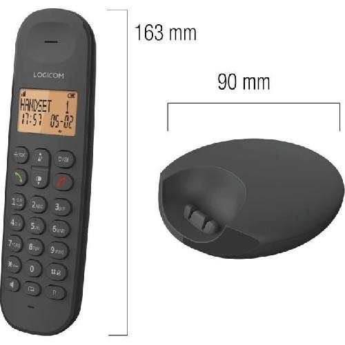 Telephone Fixe - Pack Telephones Téléphone fixe sans fil - LOGICOM - DECT ILOA 350 TRIO - Noir - Sans répondeur