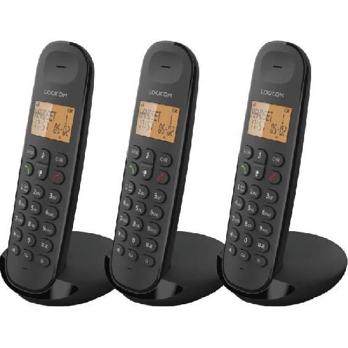 Telephone Fixe - Pack Telephones Téléphone fixe sans fil - LOGICOM - DECT ILOA 350 TRIO - Noir - Sans répondeur