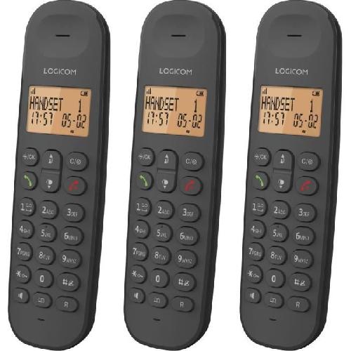 Telephone Fixe - Pack Telephones Téléphone fixe sans fil - LOGICOM - DECT ILOA 350 TRIO - Noir - Sans répondeur