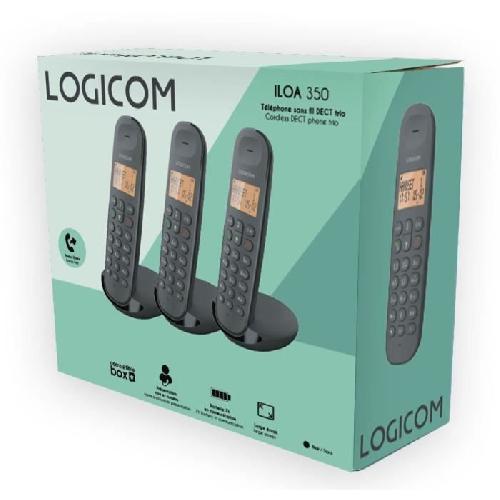 Telephone Fixe - Pack Telephones Téléphone fixe sans fil - LOGICOM - DECT ILOA 350 TRIO - Noir - Sans répondeur