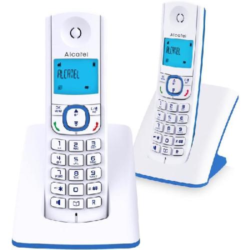 Téléphone sans fil - ALCATEL - F530 Duo - 2 combinés. blocage d'appels. mains libres. 2 mémoires directes. Blanc/Bleu