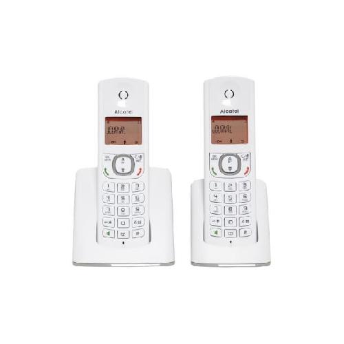 Telephone Fixe - Pack Telephones Telephone sans fil - ALCATEL - F530 Duo - 2 combines. blocage d'appels. mains libres. 2 memoires directes. Blanc-Gris