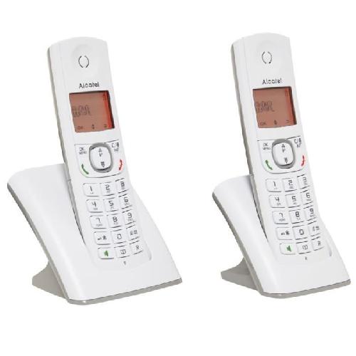 Telephone Fixe - Pack Telephones Telephone sans fil - ALCATEL - F530 Duo - 2 combines. blocage d'appels. mains libres. 2 memoires directes. Blanc-Gris