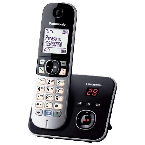 Telephone Fixe - Pack Telephones Telephone sans fil avec repondeur Panasonic KX-TG6821 - ecran large et touches retro-eclairees - noir