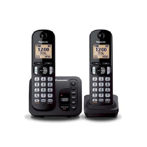 Telephone Fixe - Pack Telephones Téléphone sans fil avec répondeur PANASONIC KX-TGC222EB - Noir - Ecran LCD - 50 noms et numéros - 15 sonneries