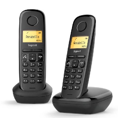 Telephone Fixe - Pack Telephones Telephone sans fil GIGASET A270 Duo Noir - ID d'appelant. Repertoire 80 noms. Mains libres. Ecran LCD monochrome