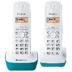 Telephone Fixe - Pack Telephones Telephone sans fil Panasonic KX-TG1612FRC Duo - Repertoire 50 noms - Portee 300m - Blanc Bleu
