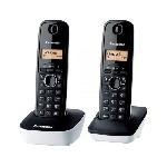 Telephone sans fil Panasonic KX-TG1612FRW Duo - Repertoire 50 noms - Retroeclairage - Fixation murale - Blanc