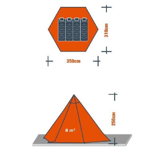 Tente De Camping Tente tipi - 4 personnes - SURPASS - SURPTTIPI01G - Gris