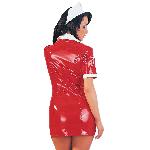 Deguisements Tenue Rouge en Vinyle Look Infirmiere - L