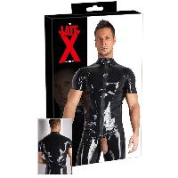 Tenues Tee Shirt en Latex avec Zip - L Noir