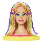 Poupee Tete a Coiffer Barbie Ultra Chevelure blonde meches arc-en-ciel - Poupée Mannequin