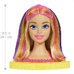 Poupee Tete a Coiffer Barbie Ultra Chevelure blonde meches arc-en-ciel - Poupée Mannequin