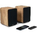 Enceinte - Haut-parleur Bibliotheque THOMSON WS602DUO - Ensemble de 2 enceintes avec caisson en bois - 100W - Bluetooth 5.0 - 2 sorties RCA - Bois clair