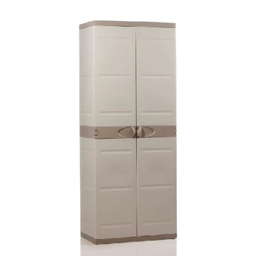 Etabli - Systeme Perfo - Armoire - Mobilier Atelier TITANIUM PLASTIKEN Armoire 2 portes avec étageres et penderie l70 x p44 x h176 cm Beige et Taupe Gamme TITANIUM Intérieur/Extérieur