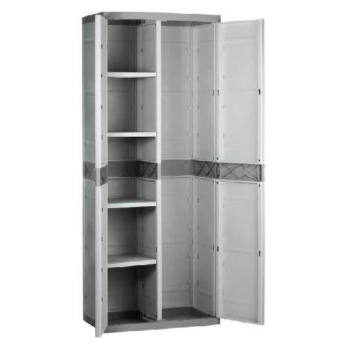 Etabli - Systeme Perfo - Armoire - Mobilier Atelier TITANIUM PLASTIKEN Armoire 2 portes avec étageres et penderie l70 x p44 x h176 cm Beige et Taupe Gamme TITANIUM Intérieur/Extérieur