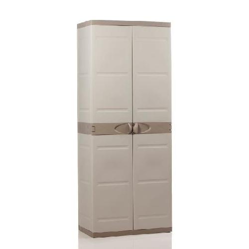 Etabli - Systeme Perfo - Armoire - Mobilier Atelier TITANIUM PLASTIKEN Armoire 2 portes avec étageres et penderie l70 x p44 x h176 cm Beige et Taupe Gamme TITANIUM Intérieur/Extérieur