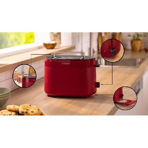 Grille-pain - Toaster Toaster - BOSCH -  TAT2M124 MyMoment - Rouge - 2 tranches - centrage automatique du pain - fonctions décongélation et réchauffage