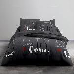 TODAY Parure de lit Coton Love - 2 personnes - 240 x 260 cm - Imprimé Gris