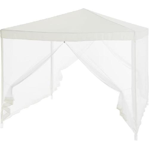 Tonnelle - Gloriette - Barnum - Accessoire Tonnelle de jardin avec 4 moustiquaires - 3x3m - Acier et polyester 140 g - Blanc