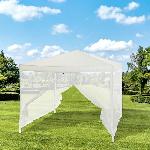 Tonnelle - Gloriette - Barnum - Accessoire Tonnelle de jardin avec 4 moustiquaires - 3x3m - Acier et polyester 140 g - Blanc