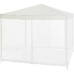 Tonnelle - Gloriette - Barnum - Accessoire Tonnelle de jardin avec 4 moustiquaires - 3x3m - Acier et polyester 140 g - Blanc