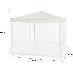 Tonnelle - Gloriette - Barnum - Accessoire Tonnelle de jardin avec 4 moustiquaires - 3x3m - Acier et polyester 140 g - Blanc