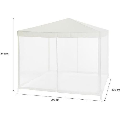 Tonnelle - Gloriette - Barnum - Accessoire Tonnelle de jardin avec 4 moustiquaires - 3x3m - Acier et polyester 140 g - Blanc