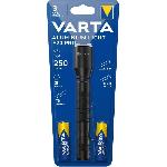 Torche- VARTA-Aluminium Light F20 Pro-250lm-LED hautes performances-3 modes d'éclairage-clip poche-2 Piles AA incluses