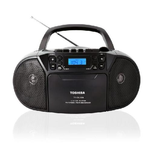 Enceinte - Haut-parleur Nomade - Portable - Mobile - Bluetooth TOSHIBA Boombox TY-CKU39B - CD. USB. cassette - Radio AM-FM - 2 x 2.4 Watts RMS - Noir