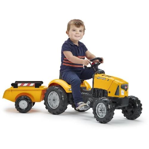 Tracteur - Vehicule Agricole - Vehicule De Chantier Tracteur a pédales FALK SuperBuilder - capot ouvrant et remorque - pour enfants de 2 a 5 ans