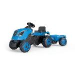 Tracteur a pedales Farmer XL + Remorque - Bleu - SMOBY - Siege ajustable - Capot ouvrant - Klaxon