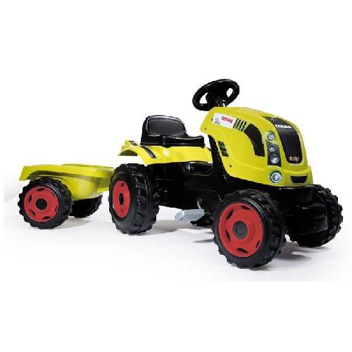 Tracteur - Vehicule Agricole - Vehicule De Chantier Tracteur a pedales Farmer XL + Remorque - SMOBY - CLAAS - Siege ajustable - Capot ouvrant - Vert