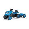 Tracteur - Vehicule Agricole - Vehicule De Chantier Tracteur a pédales Farmer XL + Remorque - Bleu - SMOBY - Siege ajustable - Capot ouvrant - Klaxon - 90% plastique recyclé