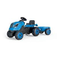 Tracteur - Vehicule Agricole - Vehicule De Chantier Tracteur a pedales Farmer XL + Remorque - Bleu - SMOBY - Siege ajustable - Capot ouvrant - Klaxon - 90 plastique recycle