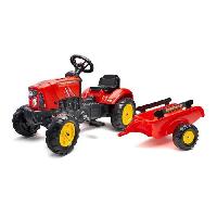 Tracteur - Vehicule Agricole - Vehicule De Chantier Tracteur a pédales Supercharger rouge avec capot ouvrant et remorque - FALK - Pour enfants de 2 a 5 ans