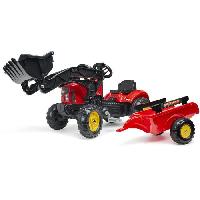 Tracteur - Vehicule Agricole - Vehicule De Chantier Tracteur a pédales Supercharger rouge avec pelle frontale articulée et remorque - FALK