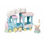 Figurine Miniature - Personnage Miniature Train a vapeur pour enfant - SYLVANIAN FAMILIES - Bébé Fennec inclus - Sieges animés - Jusqu'a 5 personnages